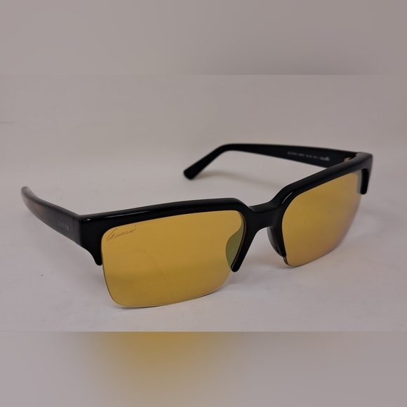 Gucci Men's Sunglasses Half Rim Wayfarer Yellow Gold Mirror GG3710/S 54-16-140 - Picture 15 of 16